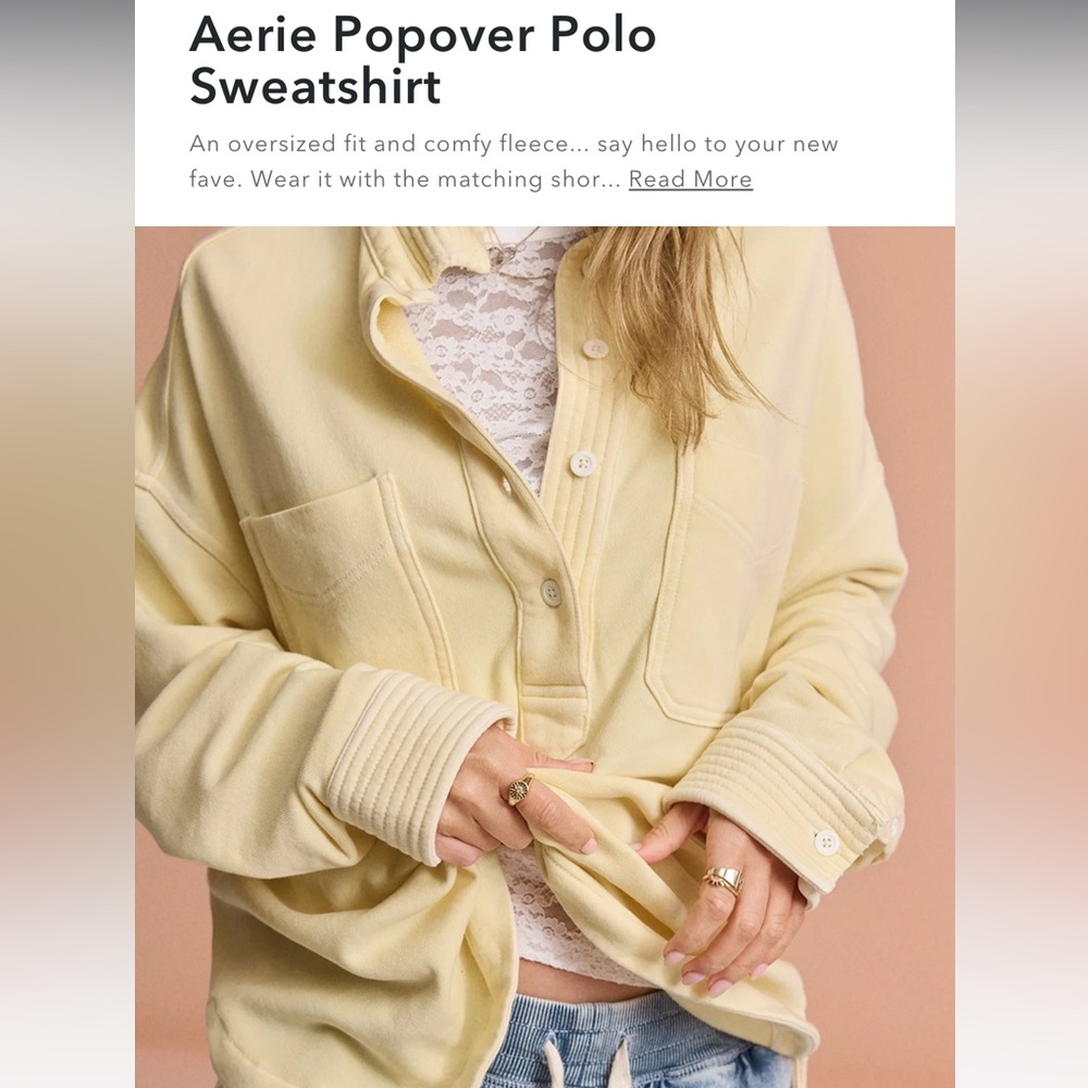 Aerie Yellow Popover Polo Sweatshirt